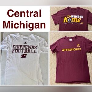 Central Michigan University shirts lot of 3 unisex small  CMU chips Chippewas